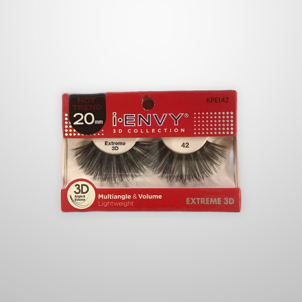 Extreme 3D lightweight 20mm iEnvy fake eyelashes NIB # KPEI42 Black